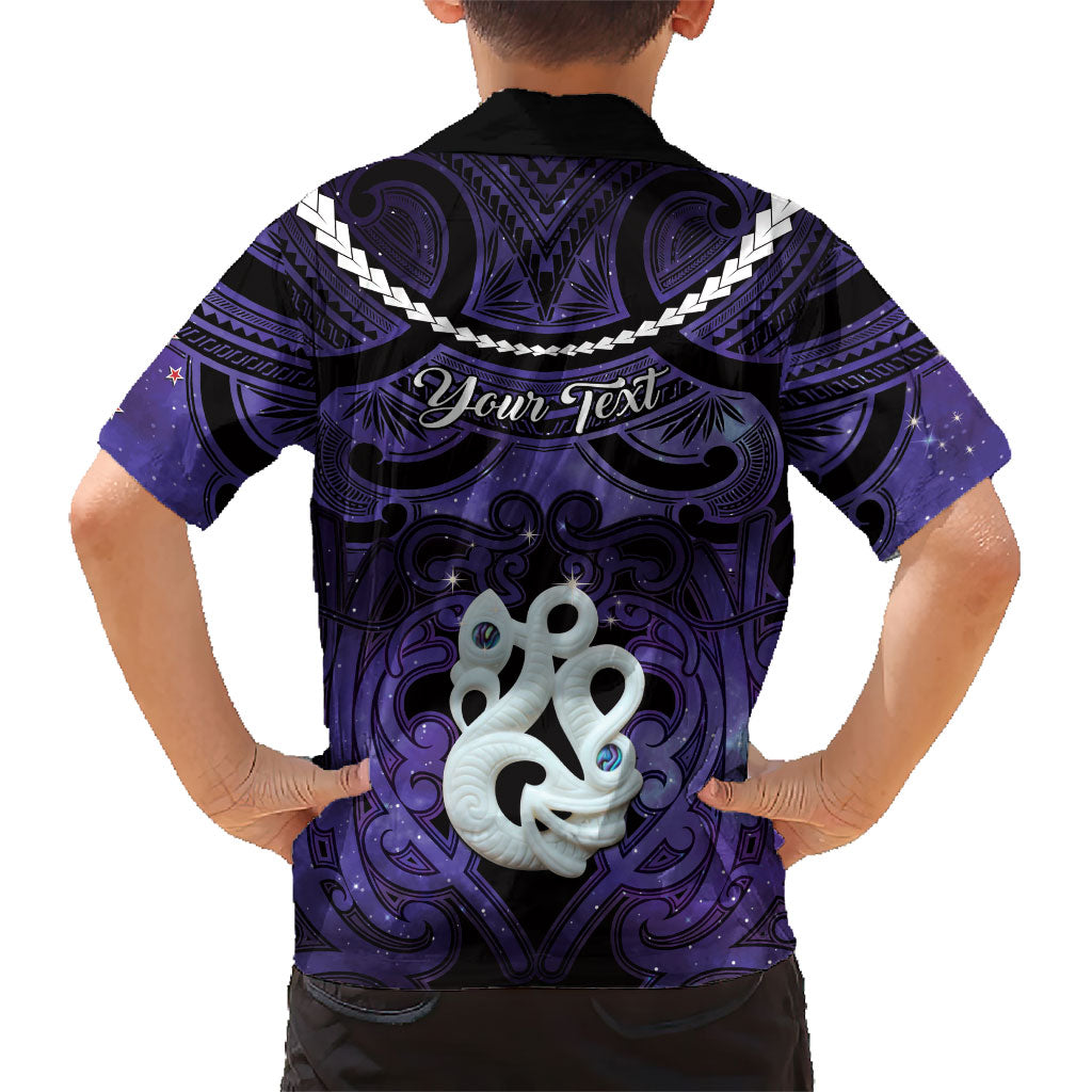 Personalised Maori Matariki Manaia Waiporoporo Family Matching Off Shoulder Maxi Dress and Hawaiian Shirt Maori Kowhaiwhai Pattern Galaxy LT01 - Polynesian Pride