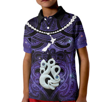 Personalised Maori Matariki Manaia Waiporoporo Kid Polo Shirt Maori Kowhaiwhai Pattern Galaxy