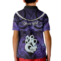 Personalised Maori Matariki Manaia Waiporoporo Kid Polo Shirt Maori Kowhaiwhai Pattern Galaxy