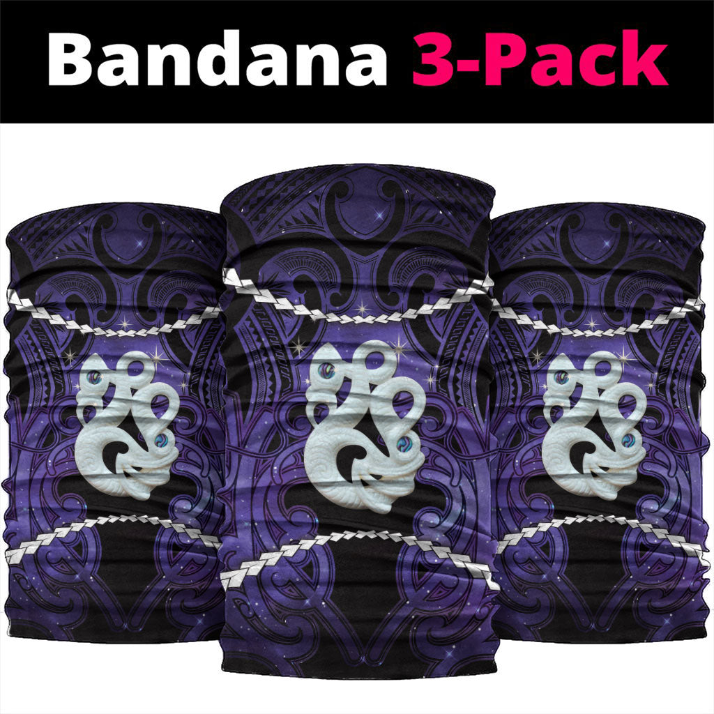 Maori Matariki Manaia Waiporoporo Neck Gaiter Maori Kowhaiwhai Pattern Galaxy