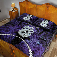 Maori Matariki Manaia Waiporoporo Quilt Bed Set Maori Kowhaiwhai Pattern Galaxy