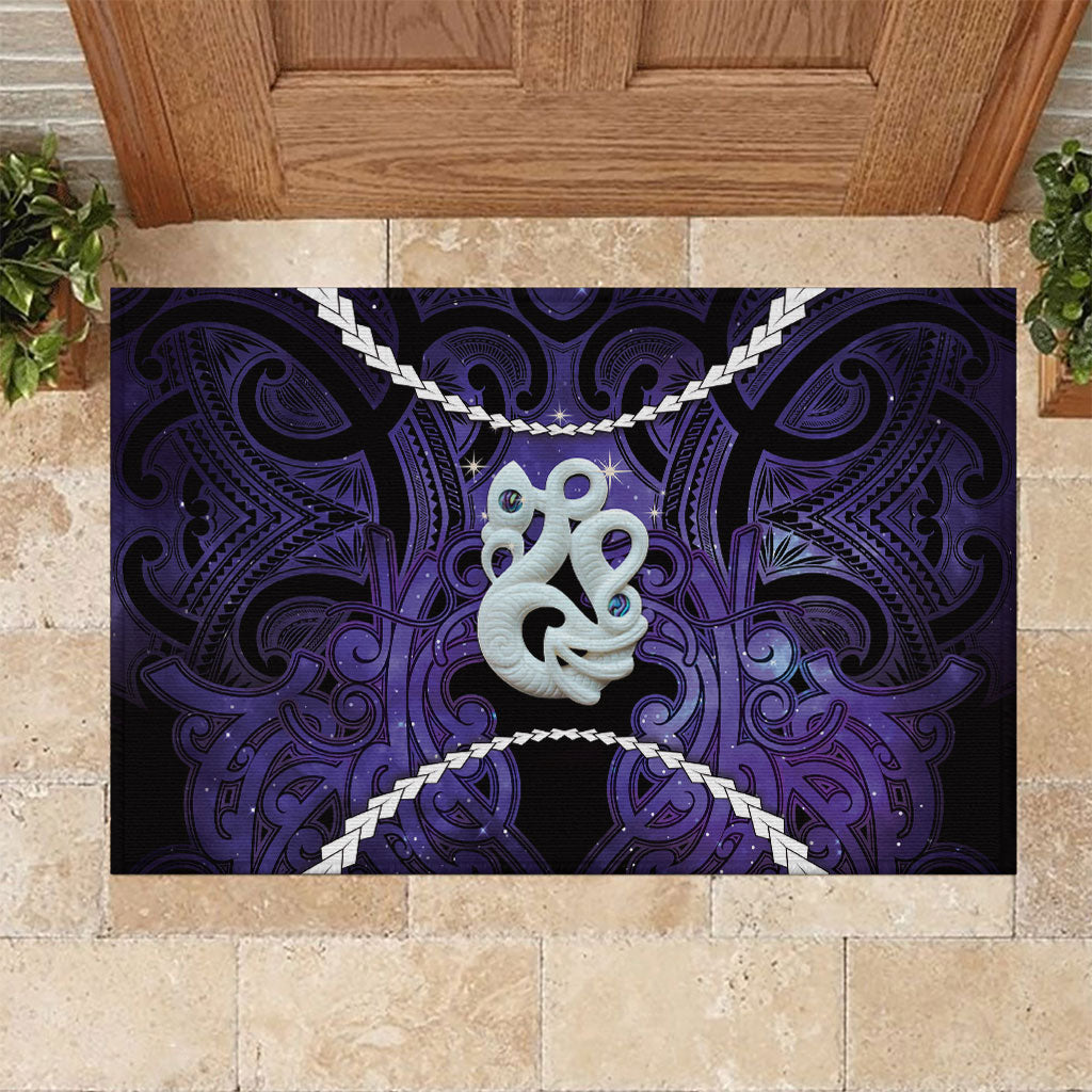 Maori Matariki Manaia Waiporoporo Rubber Doormat Maori Kowhaiwhai Pattern Galaxy
