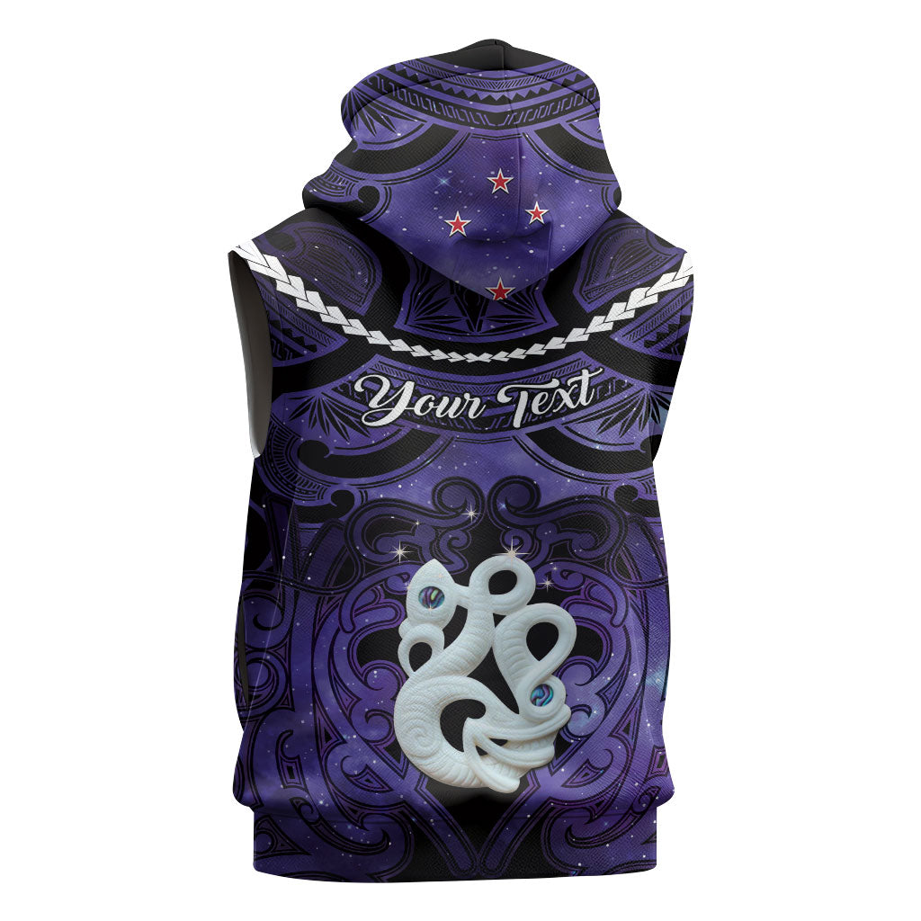 Personalised Maori Matariki Manaia Waiporoporo Sleeveless Hoodie Maori Kowhaiwhai Pattern Galaxy