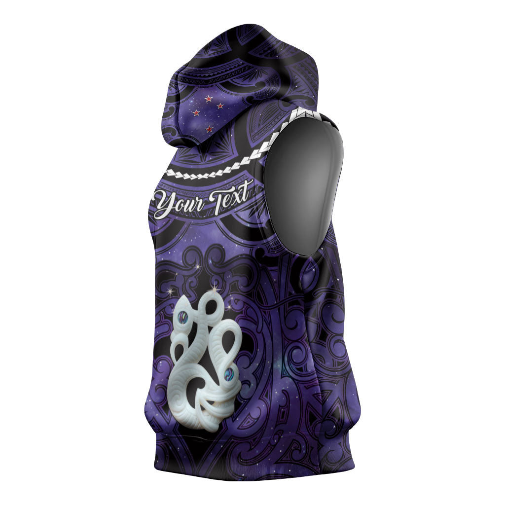 Personalised Maori Matariki Manaia Waiporoporo Sleeveless Hoodie Maori Kowhaiwhai Pattern Galaxy