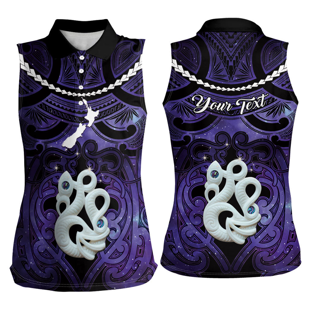 Personalised Maori Matariki Manaia Waiporoporo Women Sleeveless Polo Shirt Maori Kowhaiwhai Pattern Galaxy