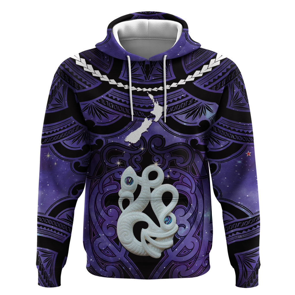 Personalised Maori Matariki Manaia Waiporoporo Zip Hoodie Maori Kowhaiwhai Pattern Galaxy
