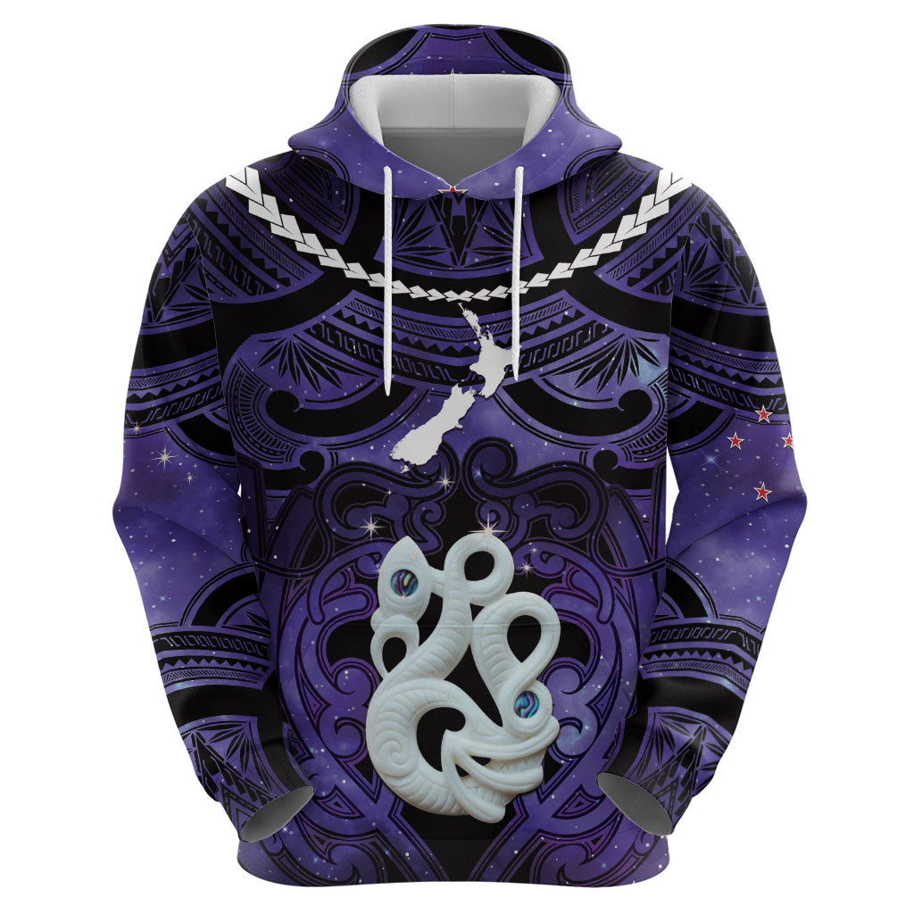 Personalised Maori Matariki Manaia Waiporoporo Zip Hoodie Maori Kowhaiwhai Pattern Galaxy