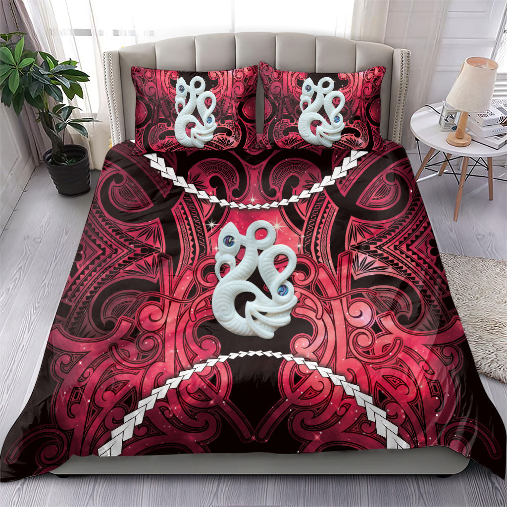 Maori Matariki Manaia Whero Bedding Set Maori Kowhaiwhai Pattern Galaxy