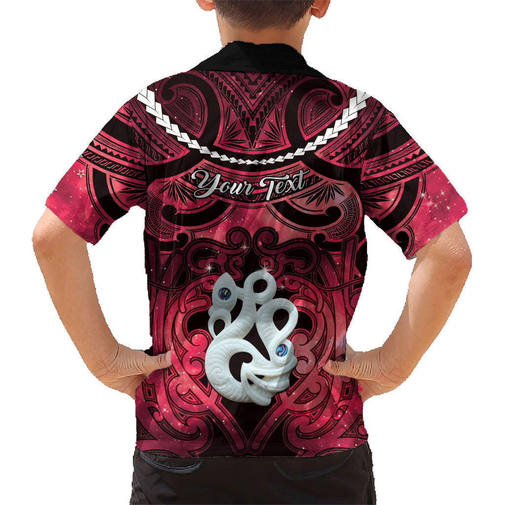 Personalised Maori Matariki Manaia Whero Family Matching Off Shoulder Maxi Dress and Hawaiian Shirt Maori Kowhaiwhai Pattern Galaxy LT01 - Polynesian Pride