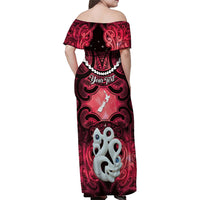 Personalised Maori Matariki Manaia Whero Family Matching Off Shoulder Maxi Dress and Hawaiian Shirt Maori Kowhaiwhai Pattern Galaxy LT01 - Polynesian Pride