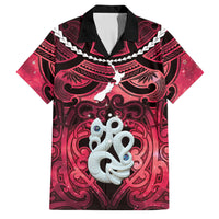 Personalised Maori Matariki Manaia Whero Family Matching Off Shoulder Short Dress and Hawaiian Shirt Maori Kowhaiwhai Pattern Galaxy LT01 Dad's Shirt - Short Sleeve Red - Polynesian Pride