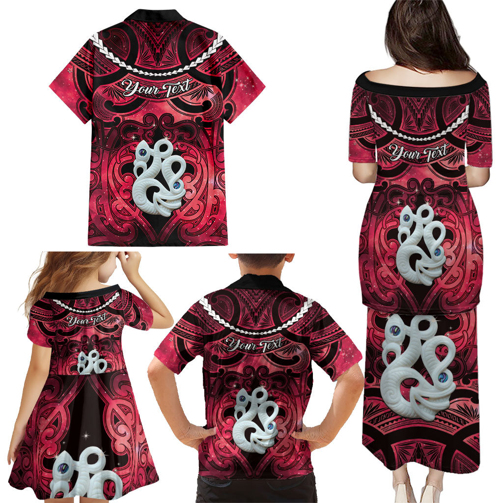 Personalised Maori Matariki Manaia Whero Family Matching Puletasi and Hawaiian Shirt Maori Kowhaiwhai Pattern Galaxy LT01 - Polynesian Pride