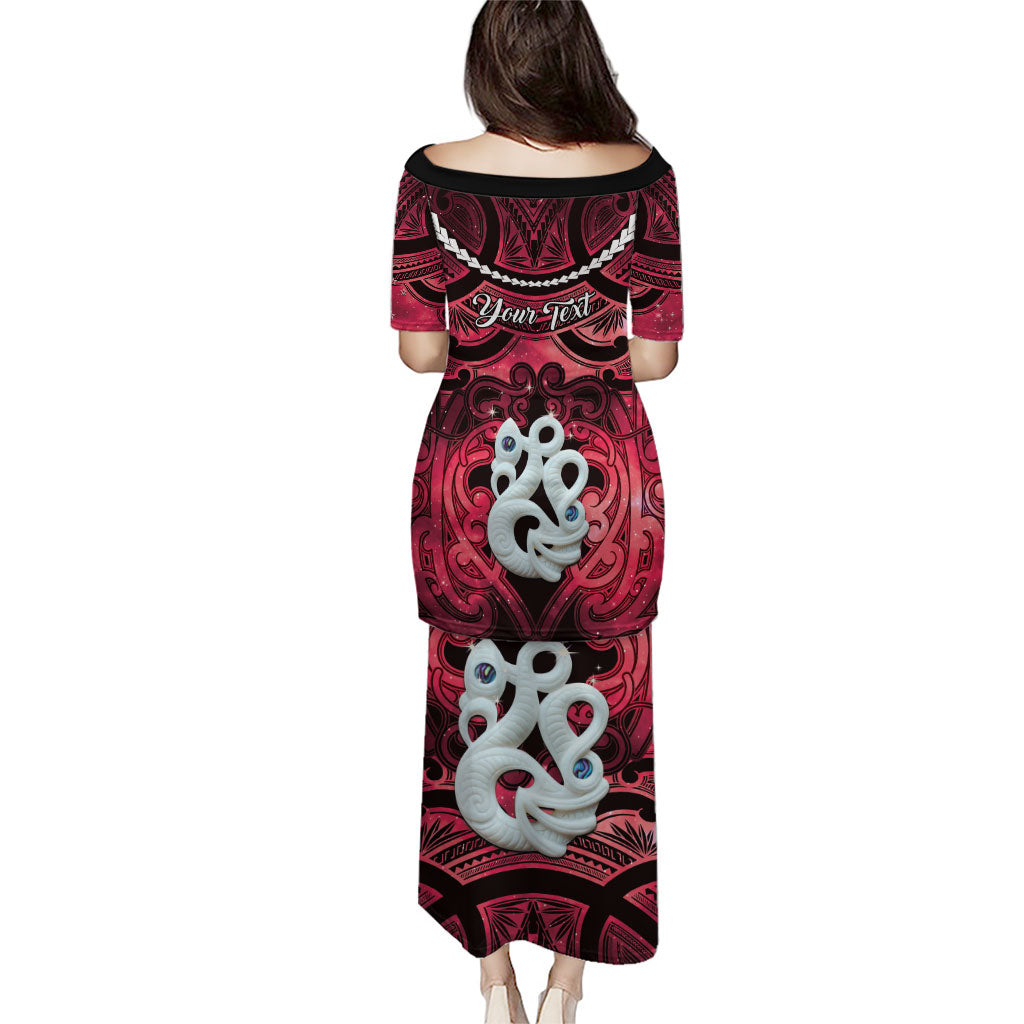 Personalised Maori Matariki Manaia Whero Family Matching Puletasi and Hawaiian Shirt Maori Kowhaiwhai Pattern Galaxy LT01 - Polynesian Pride