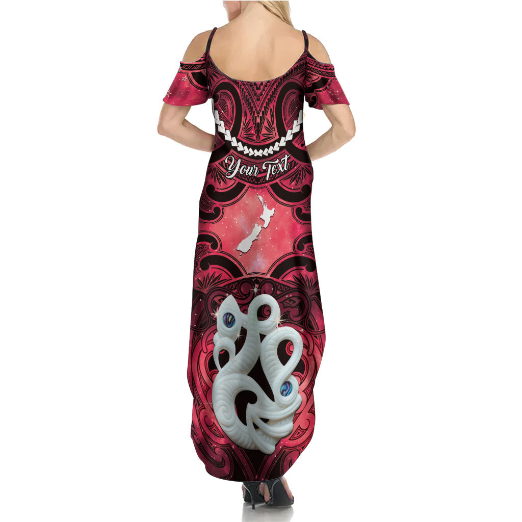 Personalised Maori Matariki Manaia Whero Family Matching Summer Maxi Dress and Hawaiian Shirt Maori Kowhaiwhai Pattern Galaxy LT01 - Polynesian Pride