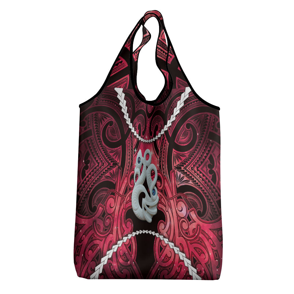 Maori Matariki Manaia Whero Grocery Bag Maori Kowhaiwhai Pattern Galaxy