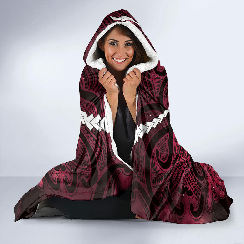 Maori Matariki Manaia Whero Hooded Blanket Maori Kowhaiwhai Pattern Galaxy