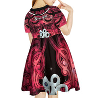 Personalised Maori Matariki Manaia Whero Kid Short Sleeve Dress Maori Kowhaiwhai Pattern Galaxy