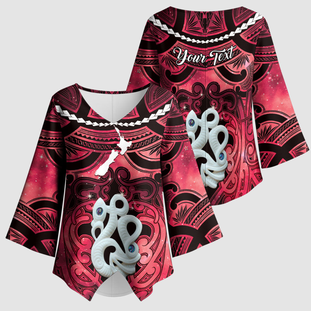 Personalised Maori Matariki Manaia Whero Kimono Sleeve Blouse Maori Kowhaiwhai Pattern Galaxy LT01 - Polynesian Pride