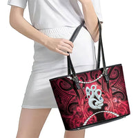 Maori Matariki Manaia Whero Leather Tote Bag Maori Kowhaiwhai Pattern Galaxy