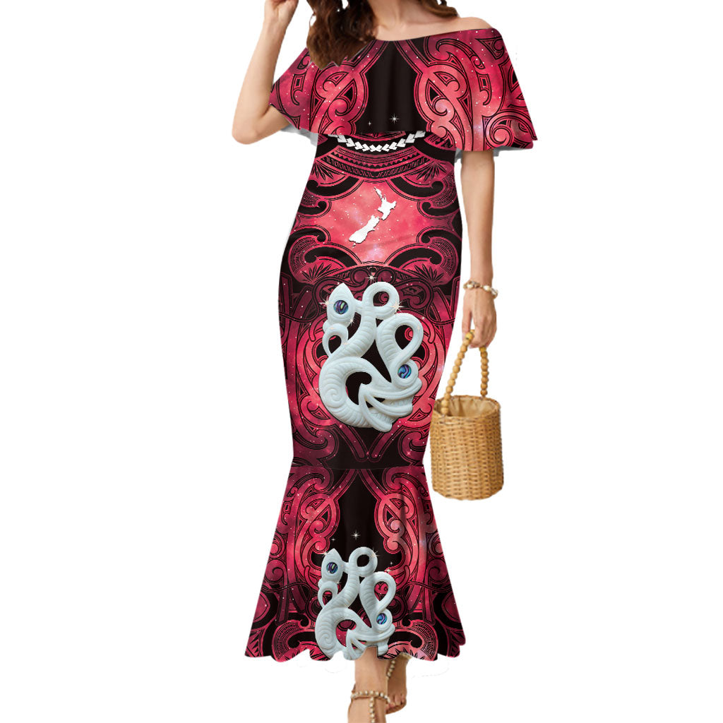 Personalised Maori Matariki Manaia Whero Mermaid Dress Maori Kowhaiwhai Pattern Galaxy