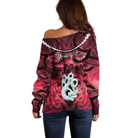 Personalised Maori Matariki Manaia Whero Off Shoulder Sweater Maori Kowhaiwhai Pattern Galaxy