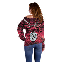 Personalised Maori Matariki Manaia Whero Off Shoulder Sweater Maori Kowhaiwhai Pattern Galaxy