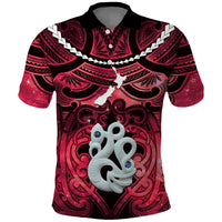 Personalised Maori Matariki Manaia Whero Polo Shirt Maori Kowhaiwhai Pattern Galaxy
