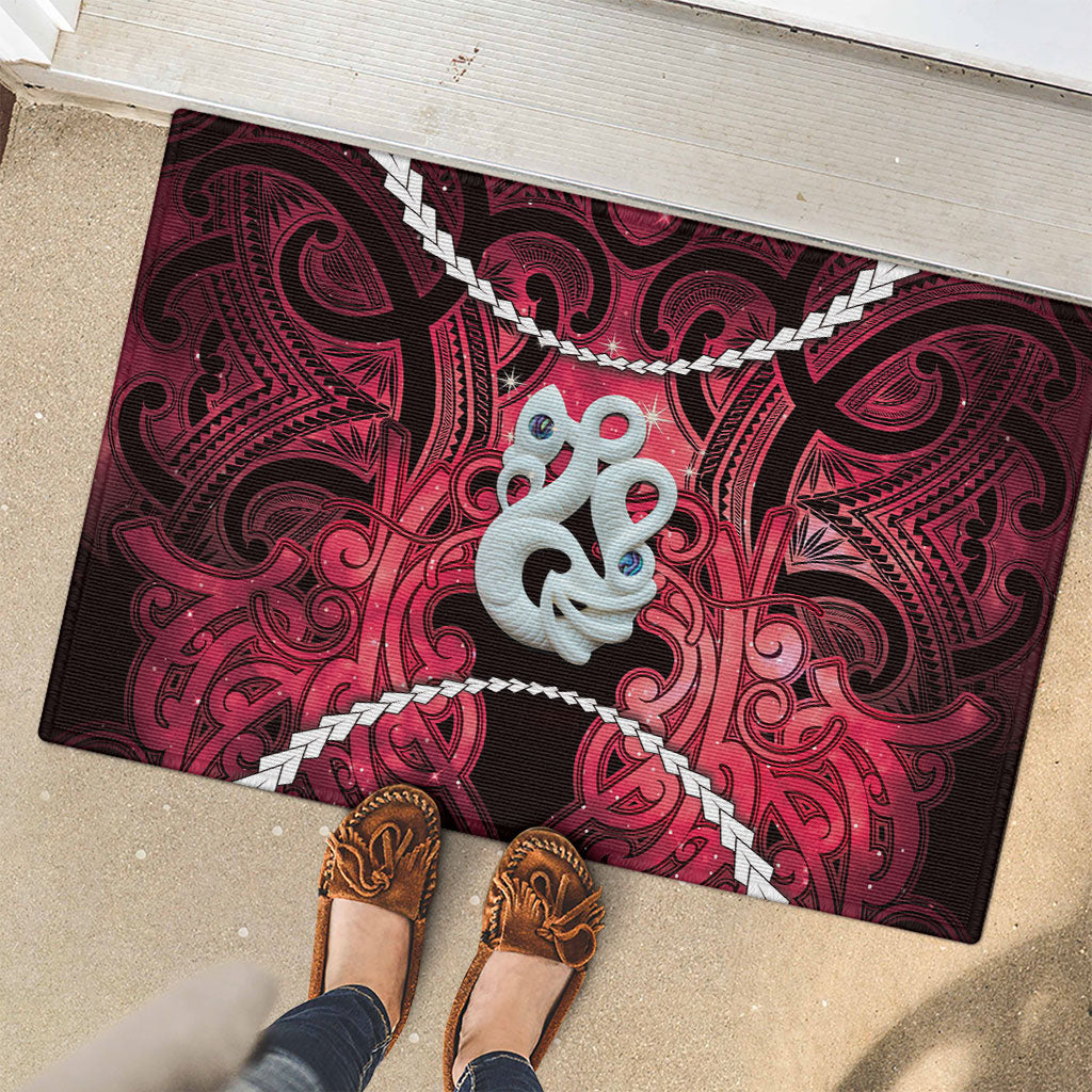 Maori Matariki Manaia Whero Rubber Doormat Maori Kowhaiwhai Pattern Galaxy