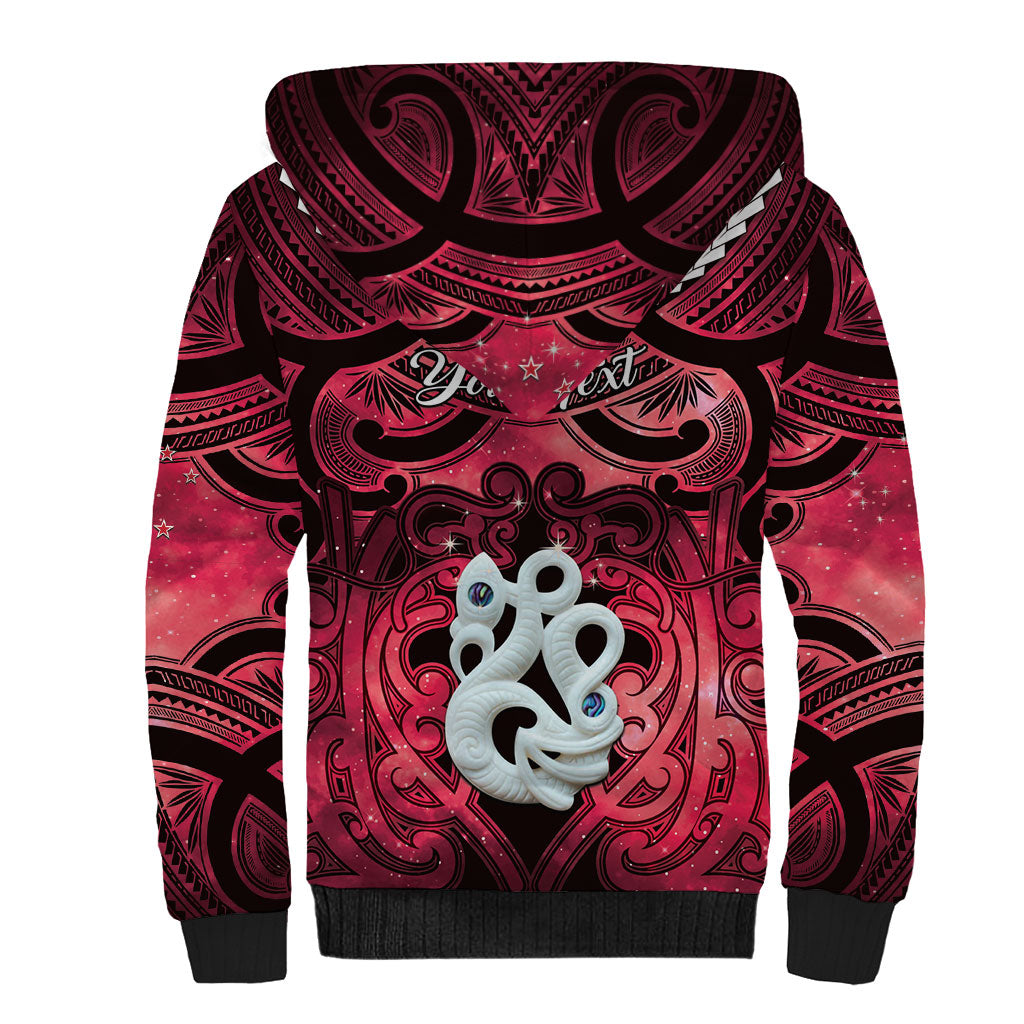 Personalised Maori Matariki Manaia Whero Sherpa Hoodie Maori Kowhaiwhai Pattern Galaxy