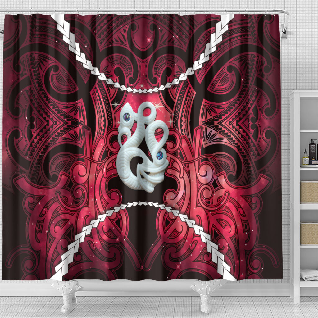 Maori Matariki Manaia Whero Shower Curtain Maori Kowhaiwhai Pattern Galaxy