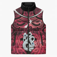 Personalised Maori Matariki Manaia Whero Sleeveless Puffer Jacket Maori Kowhaiwhai Pattern Galaxy