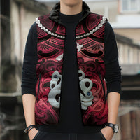 Personalised Maori Matariki Manaia Whero Sleeveless Puffer Jacket Maori Kowhaiwhai Pattern Galaxy