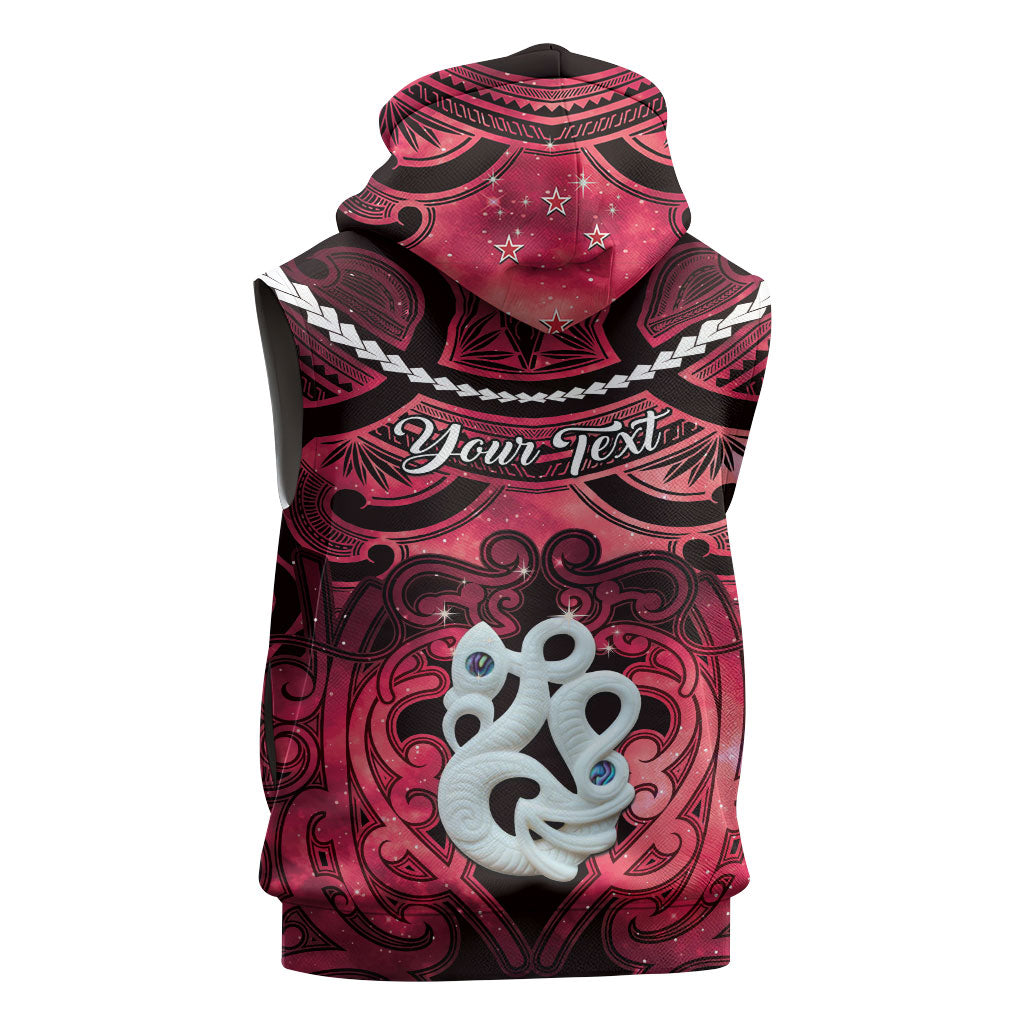Personalised Maori Matariki Manaia Whero Sleeveless Zip Hoodie Maori Kowhaiwhai Pattern Galaxy
