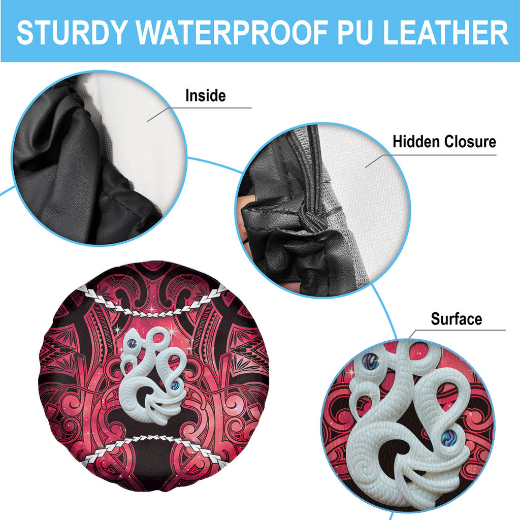 Maori Matariki Manaia Whero Spare Tire Cover Maori Kowhaiwhai Pattern Galaxy