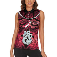 Personalised Maori Matariki Manaia Whero Women Sleeveless Polo Shirt Maori Kowhaiwhai Pattern Galaxy