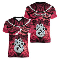 Personalised Maori Matariki Manaia Whero Women V-Neck T-Shirt Maori Kowhaiwhai Pattern Galaxy