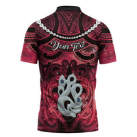 Personalised Maori Matariki Manaia Whero Zipper Polo Shirt Maori Kowhaiwhai Pattern Galaxy