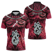 Personalised Maori Matariki Manaia Whero Zipper Polo Shirt Maori Kowhaiwhai Pattern Galaxy