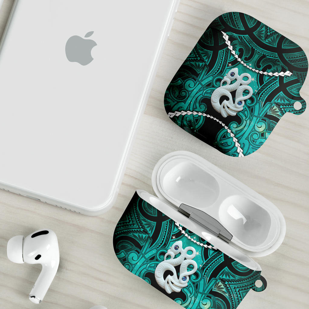 Maori Matariki Manaia Turquoise AirPods Case Maori Kowhaiwhai Pattern Galaxy