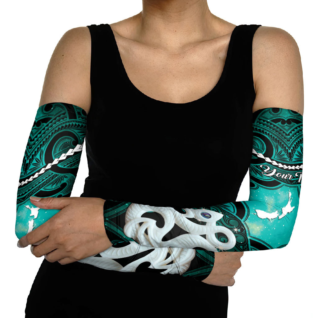 Personalised Maori Matariki Manaia Turquoise Arm Sleeves Maori Kowhaiwhai Pattern Galaxy