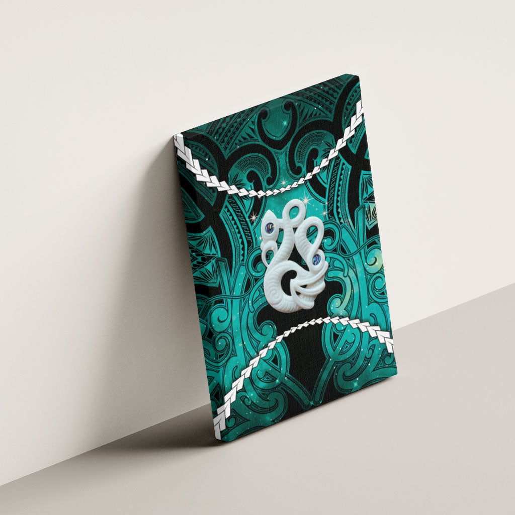 Maori Matariki Manaia Turquoise Canvas Wall Art Maori Kowhaiwhai Pattern Galaxy