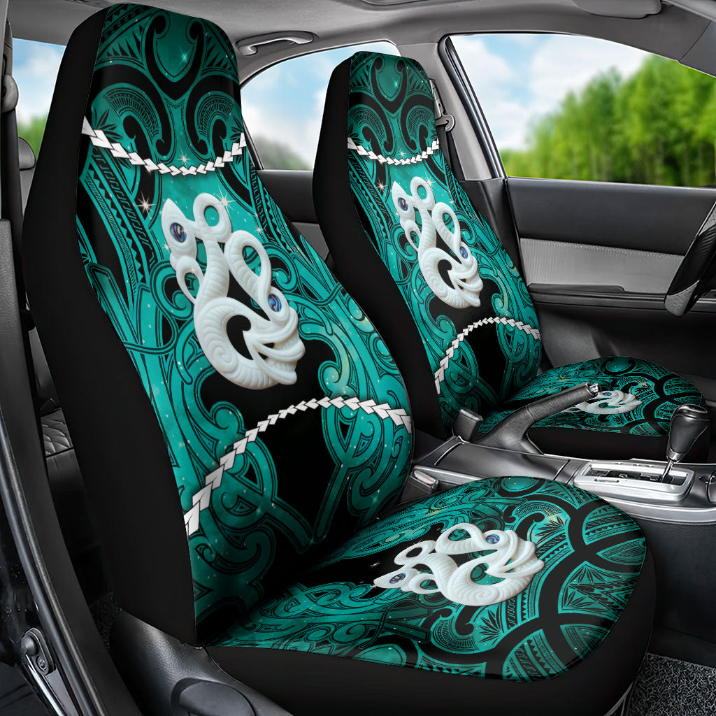 Maori Matariki Manaia Turquoise Car Seat Cover Maori Kowhaiwhai Pattern Galaxy