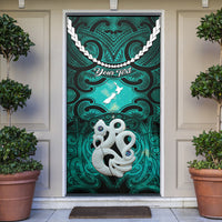 Personalised Maori Matariki Manaia Turquoise Door Cover Maori Kowhaiwhai Pattern Galaxy