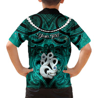 Personalised Maori Matariki Manaia Turquoise Family Matching Summer Maxi Dress and Hawaiian Shirt Maori Kowhaiwhai Pattern Galaxy LT01 - Polynesian Pride