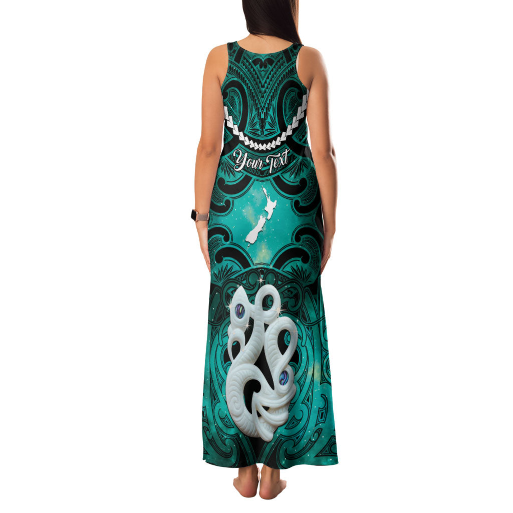Personalised Maori Matariki Manaia Turquoise Family Matching Tank Maxi Dress and Hawaiian Shirt Maori Kowhaiwhai Pattern Galaxy LT01 - Polynesian Pride