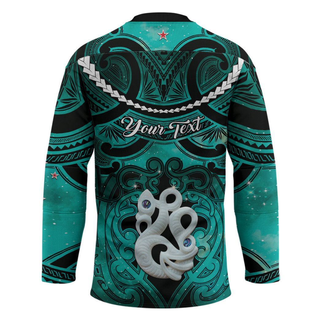 Personalised Maori Matariki Manaia Turquoise Hockey Jersey Maori Kowhaiwhai Pattern Galaxy