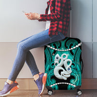 Maori Matariki Manaia Turquoise Luggage Cover Maori Kowhaiwhai Pattern Galaxy