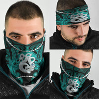 Maori Matariki Manaia Turquoise Neck Gaiter Maori Kowhaiwhai Pattern Galaxy