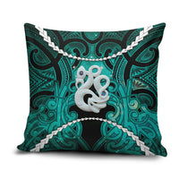 Maori Matariki Manaia Turquoise Pillow Cover Maori Kowhaiwhai Pattern Galaxy