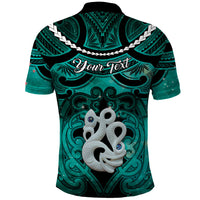 Personalised Maori Matariki Manaia Turquoise Polo Shirt Maori Kowhaiwhai Pattern Galaxy
